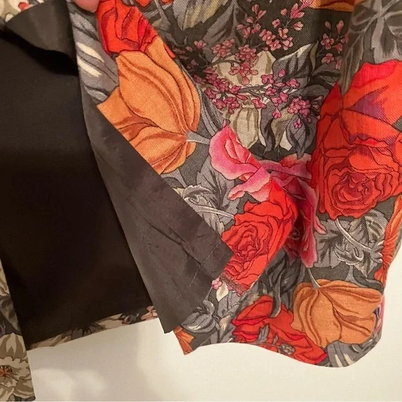 VTG Talbots Long Linen Skirt Sz.12 Green Floral Lined Cottagecore Pockets - Picture 7 of 8